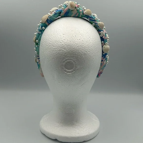 Lele Sadoughi X Lilly Pulitzer Cabana Cocktail Pearl Shell Knotted Headband - Picture 12 of 16